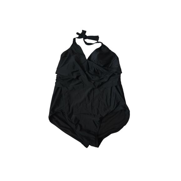 Time and Tru black one piece swimsuit halter size 1X flattering slimming - Picture 5 of 5